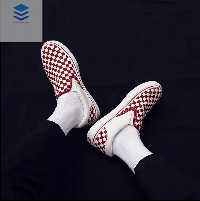 Korean version of casual wild students low to help men's shoes Harajuku ulzzang lattice one pedal men canvas shoes lazy