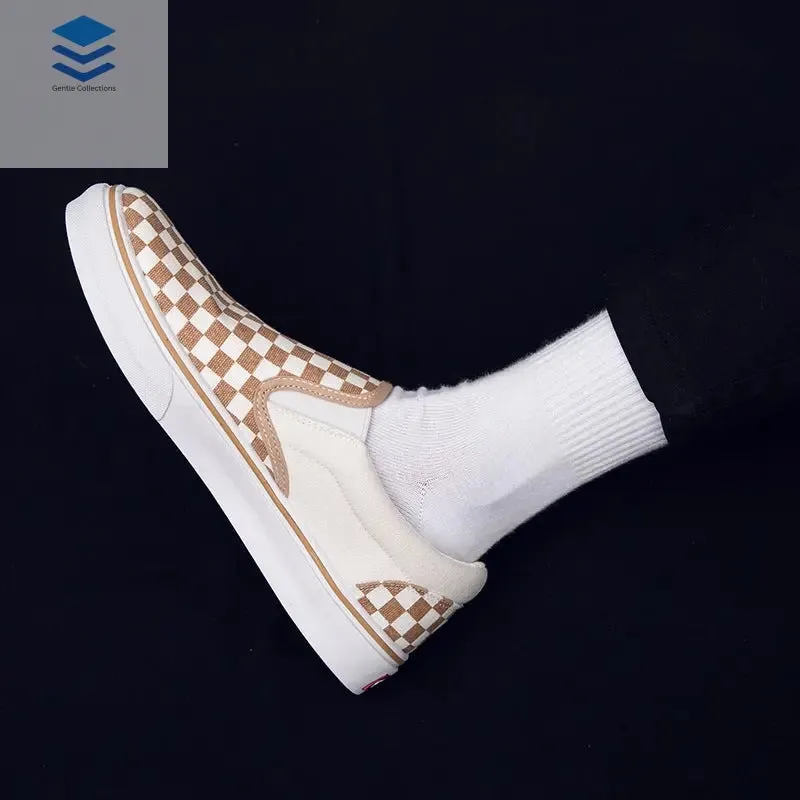 Korean version of casual wild students low to help men's shoes Harajuku ulzzang lattice one pedal men canvas shoes lazy