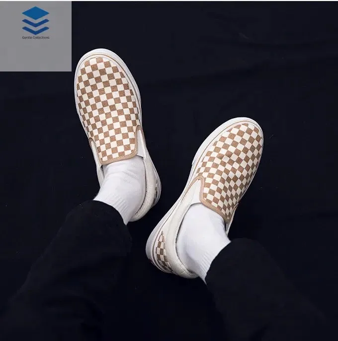 Korean version of casual wild students low to help men's shoes Harajuku ulzzang lattice one pedal men canvas shoes lazy