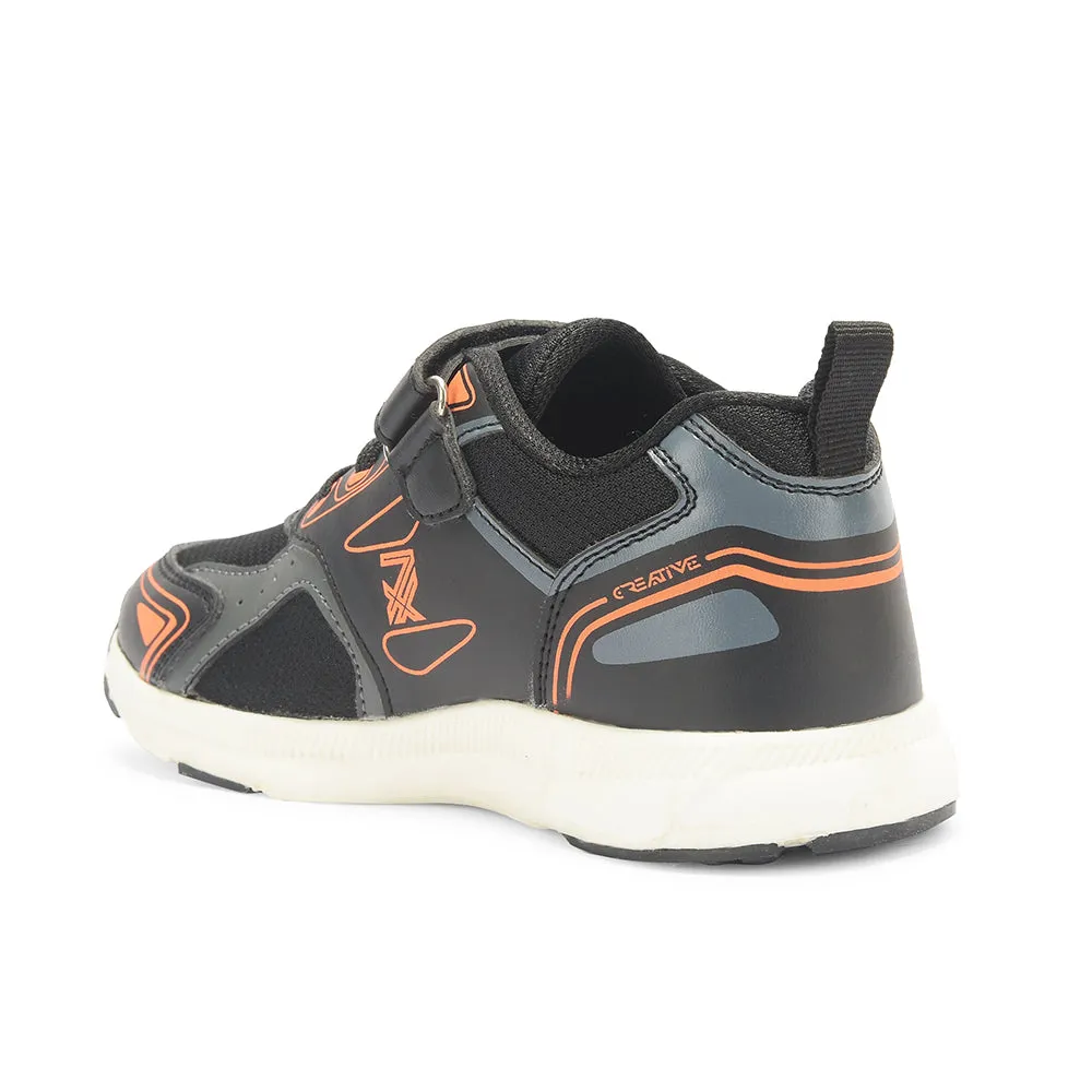 Leap7x By Liberty Kids DECLAN-E Black Sports Non Lacing Shoes