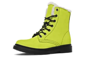 Lime Punch Winter Boots - Warm Micro-Suede Doc-Style Boots Lined with Vegan Wool