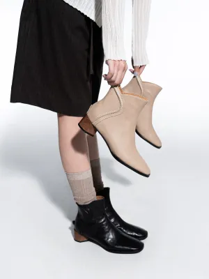 Élodie ♥ Square Toe Stitching Heeled Ankle Boots