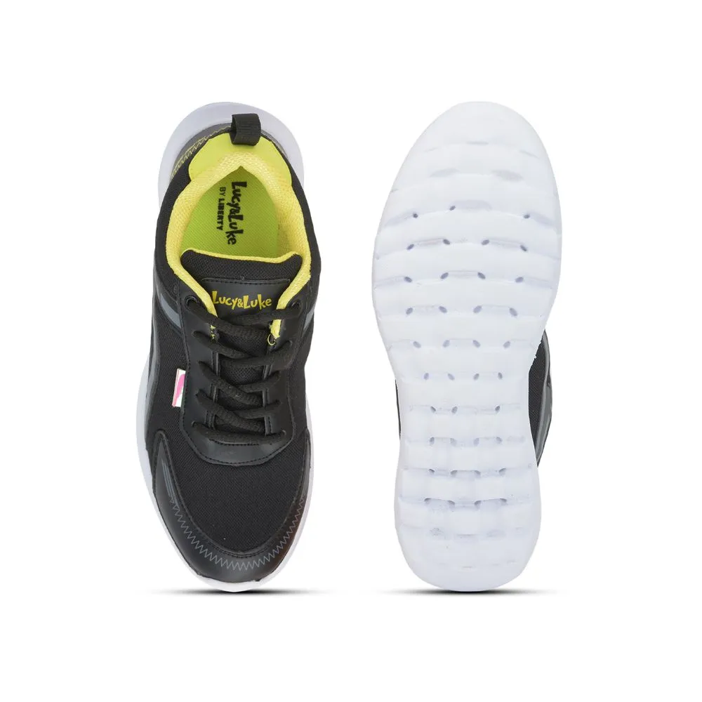 Lucy & Luke Lacing Black Sports Shoes For Kids ZEAL-L By Liberty