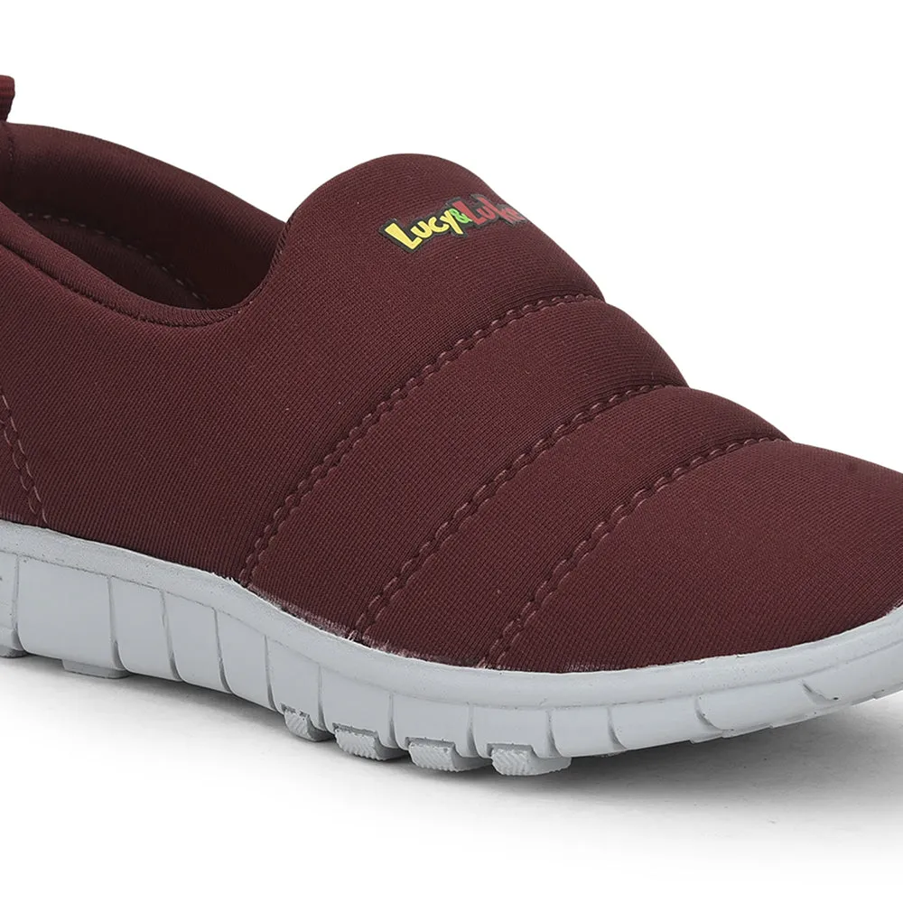 Lucy & Luke (Maroon) Sports Non Lacing Walking Shoes For Kids 2123-23 By Liberty