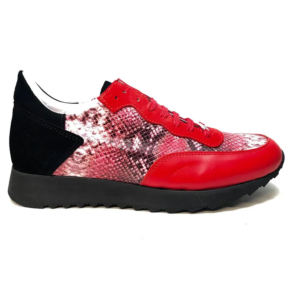 Mauri M728 Red Python Suede Sneakers