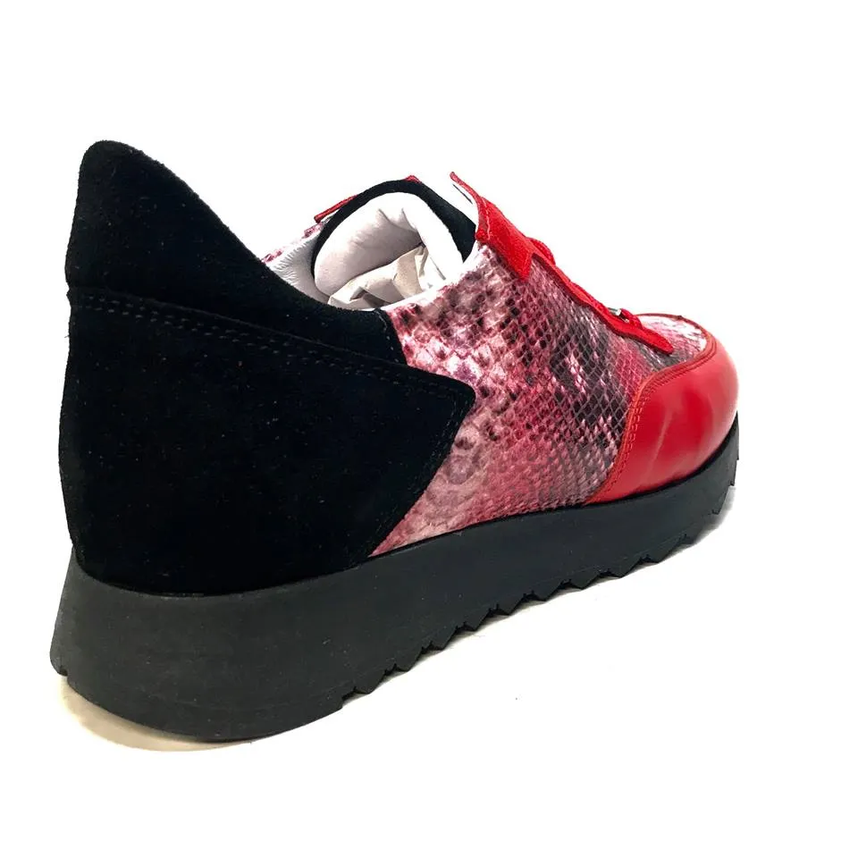 Mauri M728 Red Python Suede Sneakers