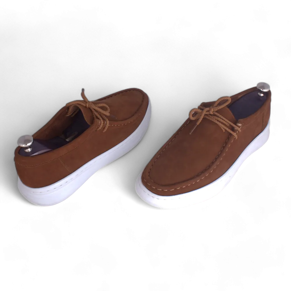 Medical casual shoe / 100% nubuck genuine leather / brown color -8753