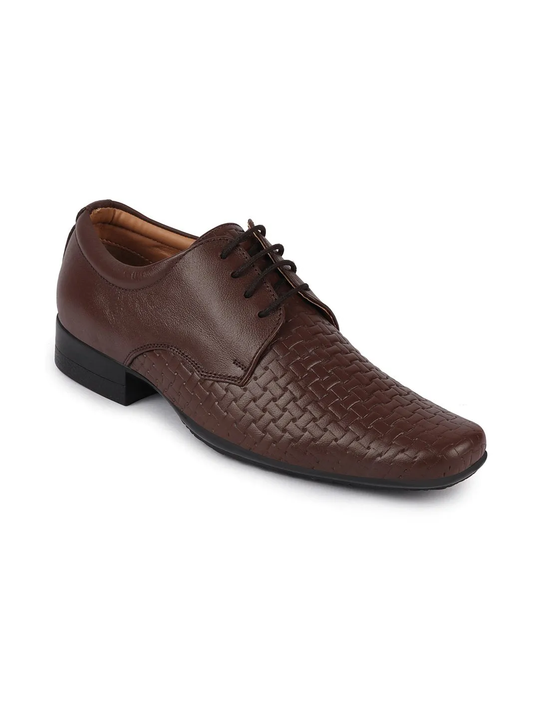 Men Brown Formal Leather Lace Up Shoes