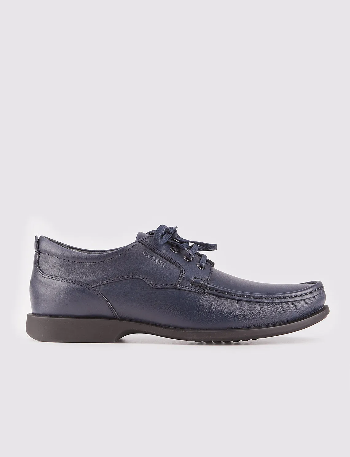 Men Navy Blue Genuine Leather Lace Up Front Casual Shoes