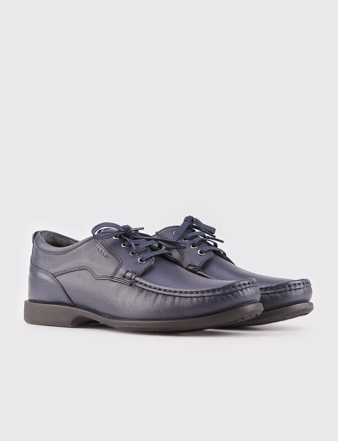 Men Navy Blue Genuine Leather Lace Up Front Casual Shoes