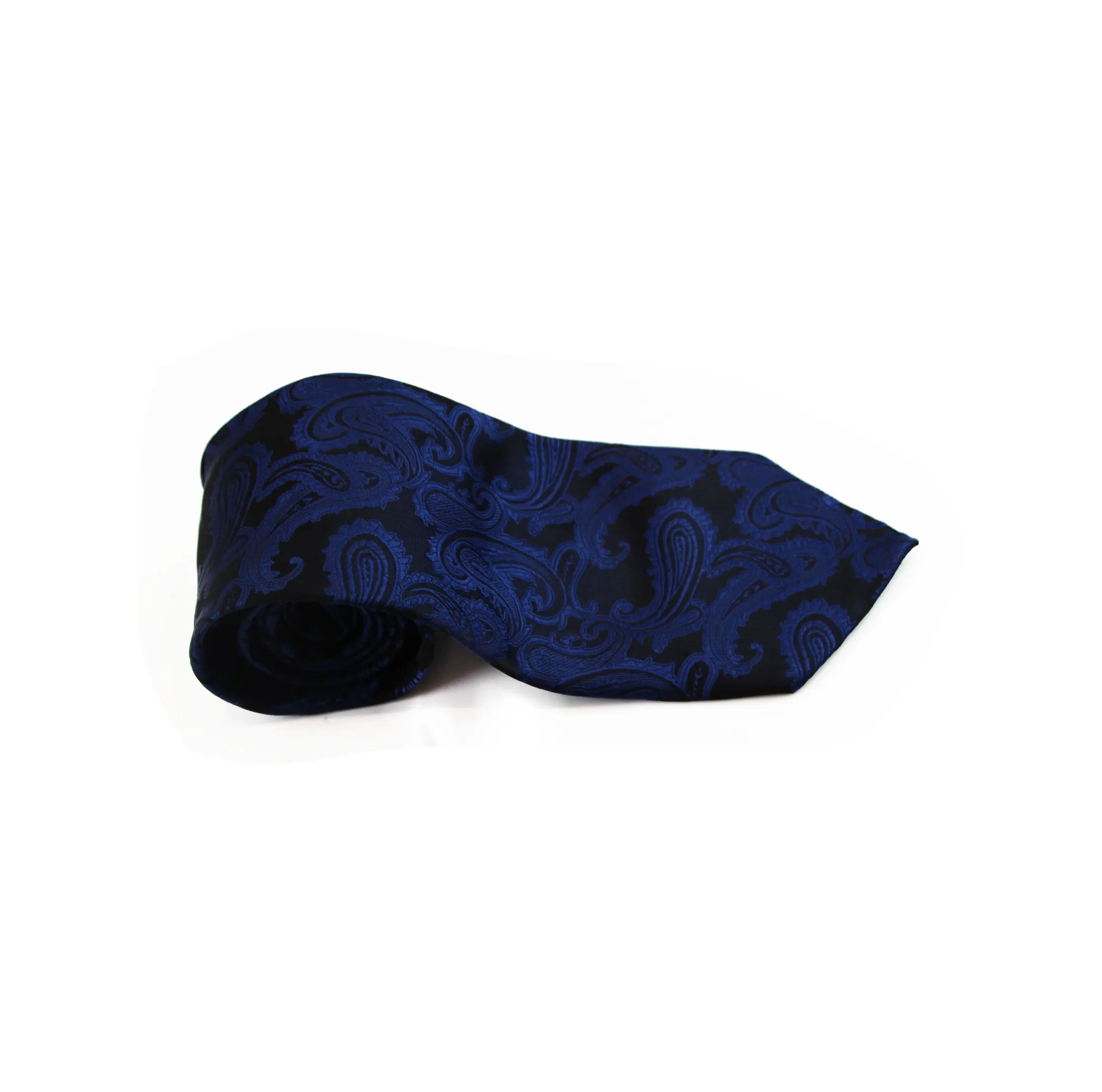 Mens Black & Navy Paisley Patterned Neck Tie