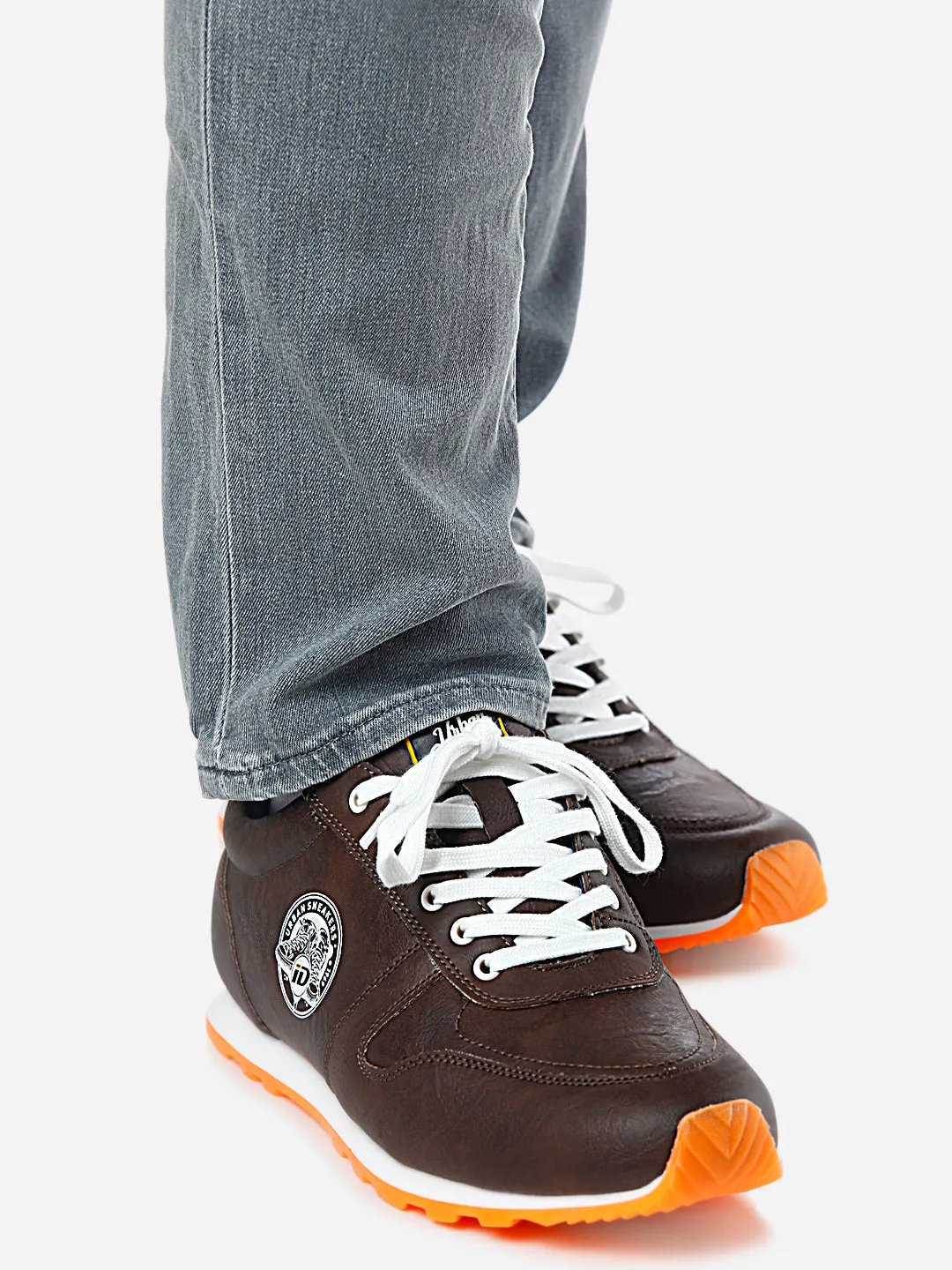 Men's Brown Lace Up Sneaker (ID3054)