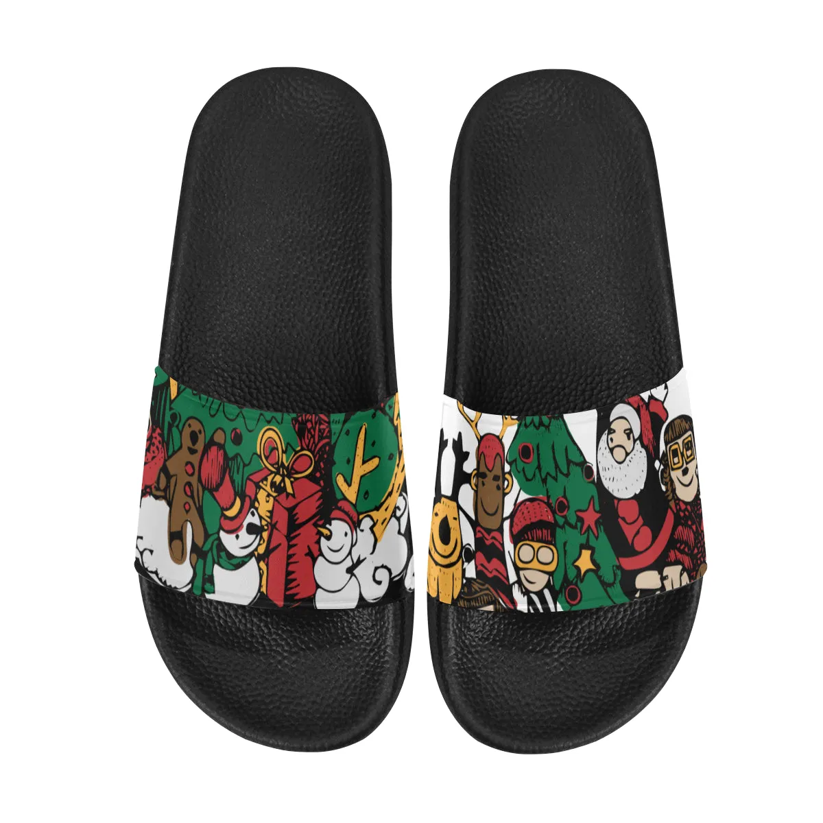 Men's Christmas Doodle Print Sliders Sandal