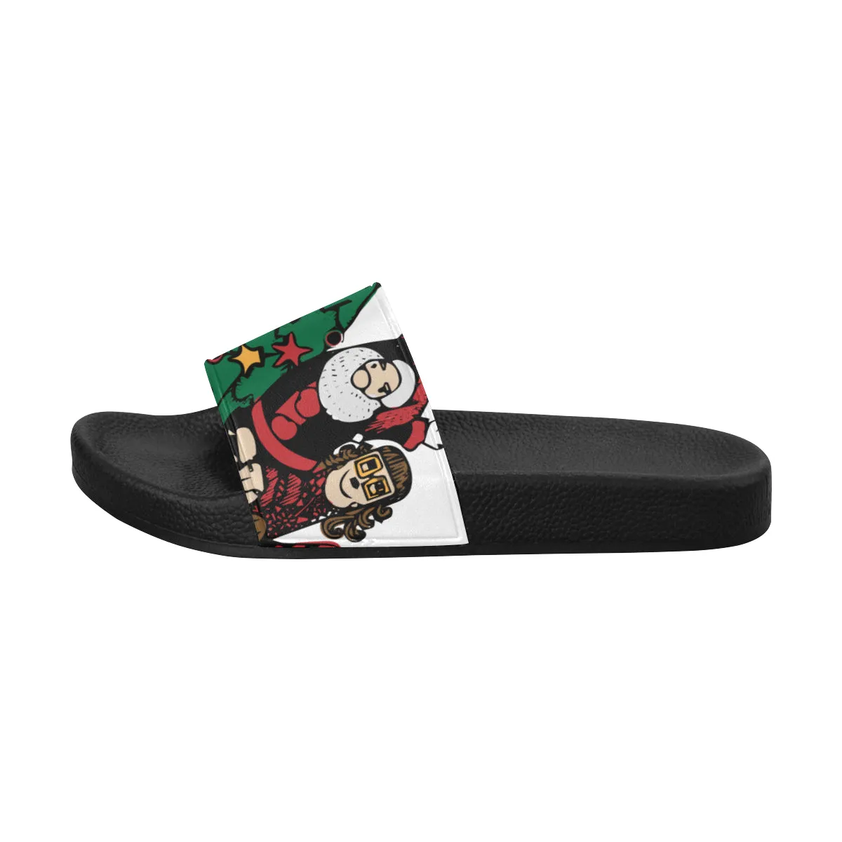 Men's Christmas Doodle Print Sliders Sandal