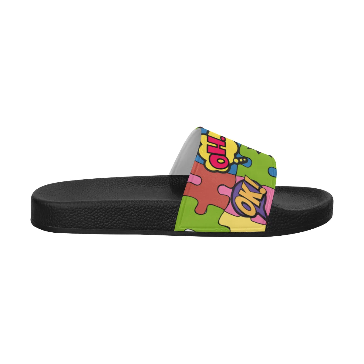 Men's Comic Bubbles Pop Art Print Canvas Sliders