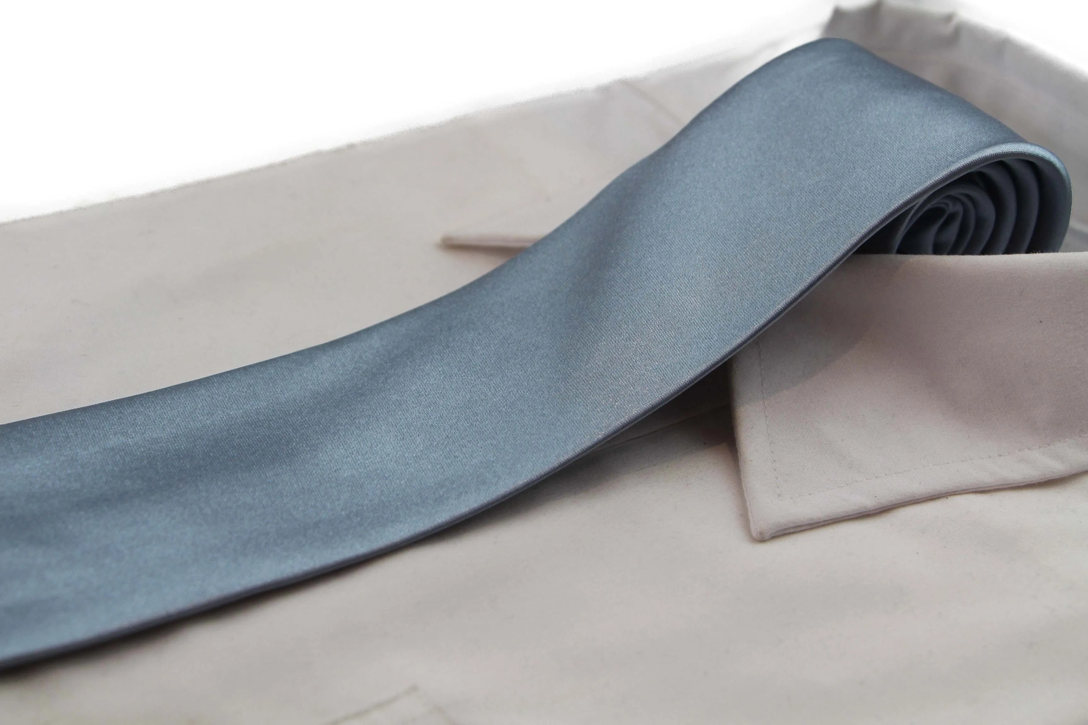 Mens Grey 8cm Plain Neck Tie