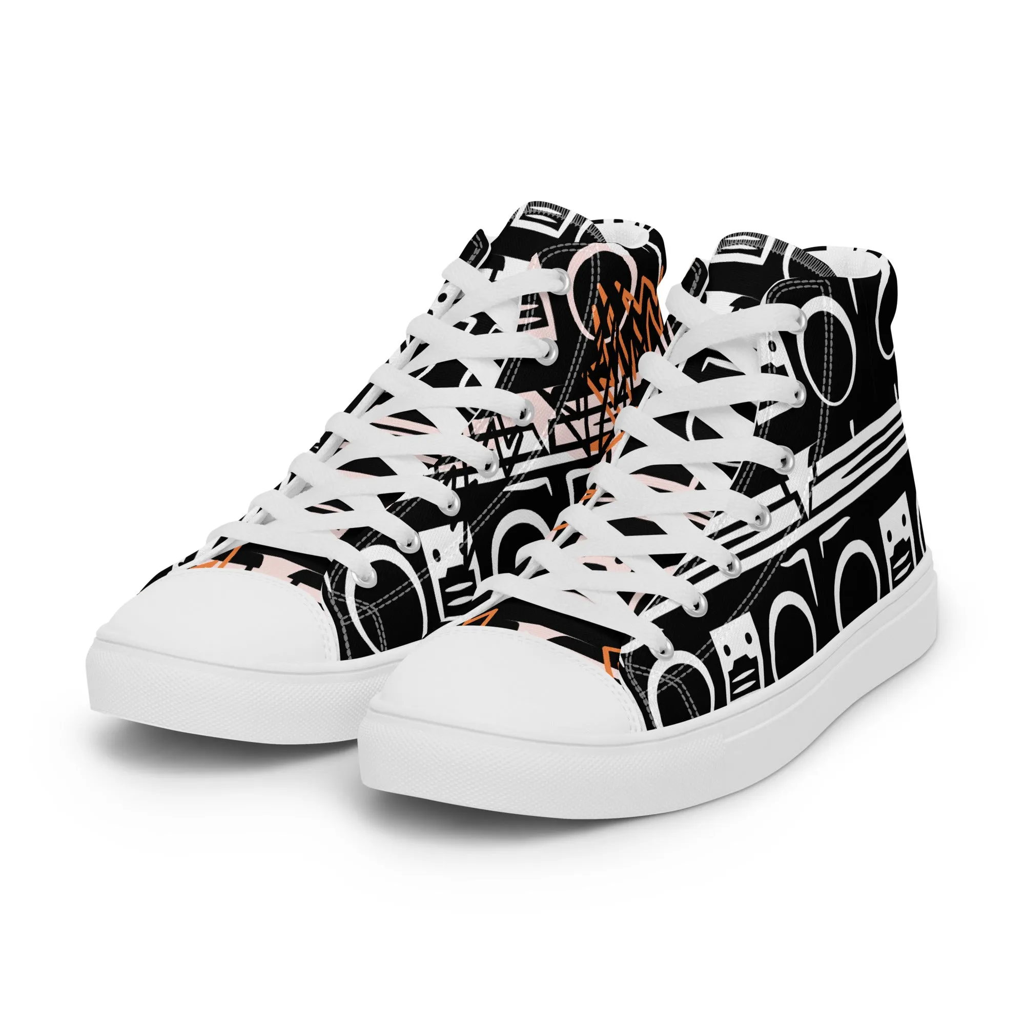 Men’s high top canvas sneaker with dsign pattern - Josiah