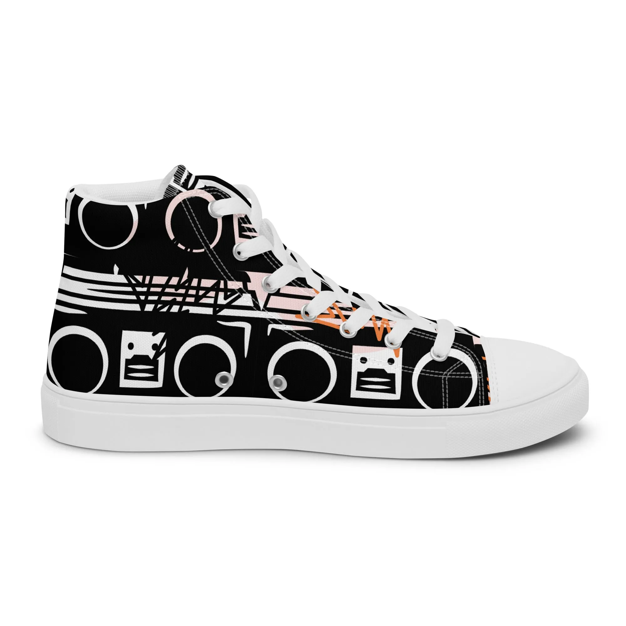 Men’s high top canvas sneaker with dsign pattern - Josiah