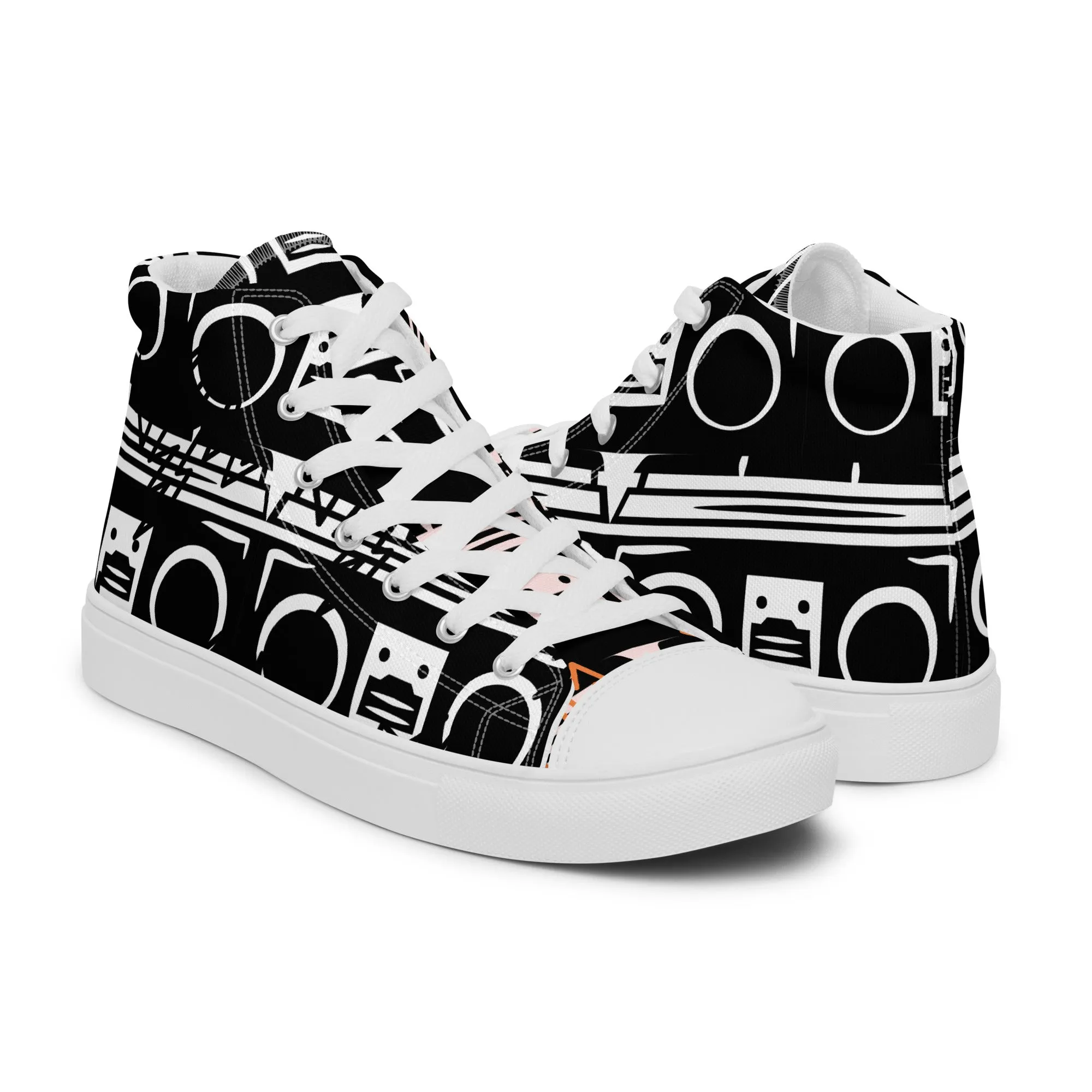 Men’s high top canvas sneaker with dsign pattern - Josiah