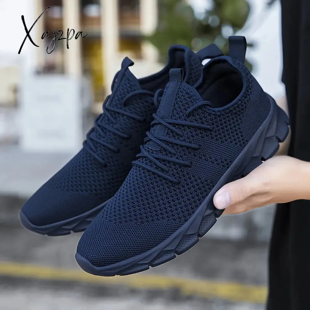 Mens Ultra-Lightweight Breathable Fabric Sneakers - Comfortable Lace-up Shoes with EVA Sole for Sports, Casual Wear - Ideal for Fall, Spring, Summer, Winter