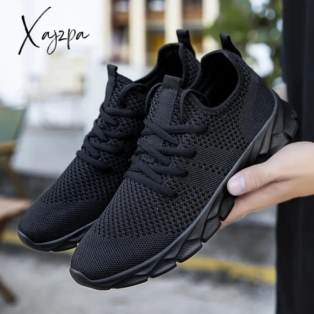 Mens Ultra-Lightweight Breathable Fabric Sneakers - Comfortable Lace-up Shoes with EVA Sole for Sports, Casual Wear - Ideal for Fall, Spring, Summer, Winter