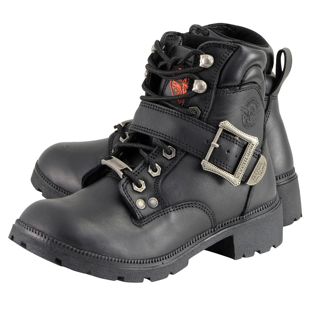 Milwaukee Leather MBL9310 Women's Lace-Up Black Leather Engineer