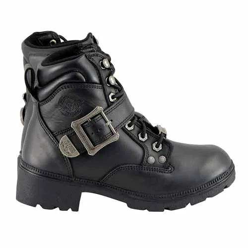 Milwaukee Leather MBL9310 Women's Lace-Up Black Leather Engineer