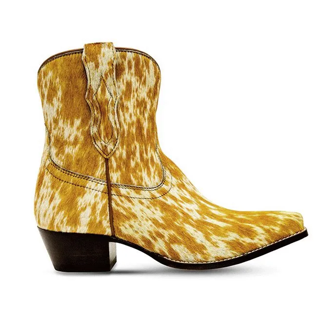 Myra Cowdie Western Hairon Leather Booties