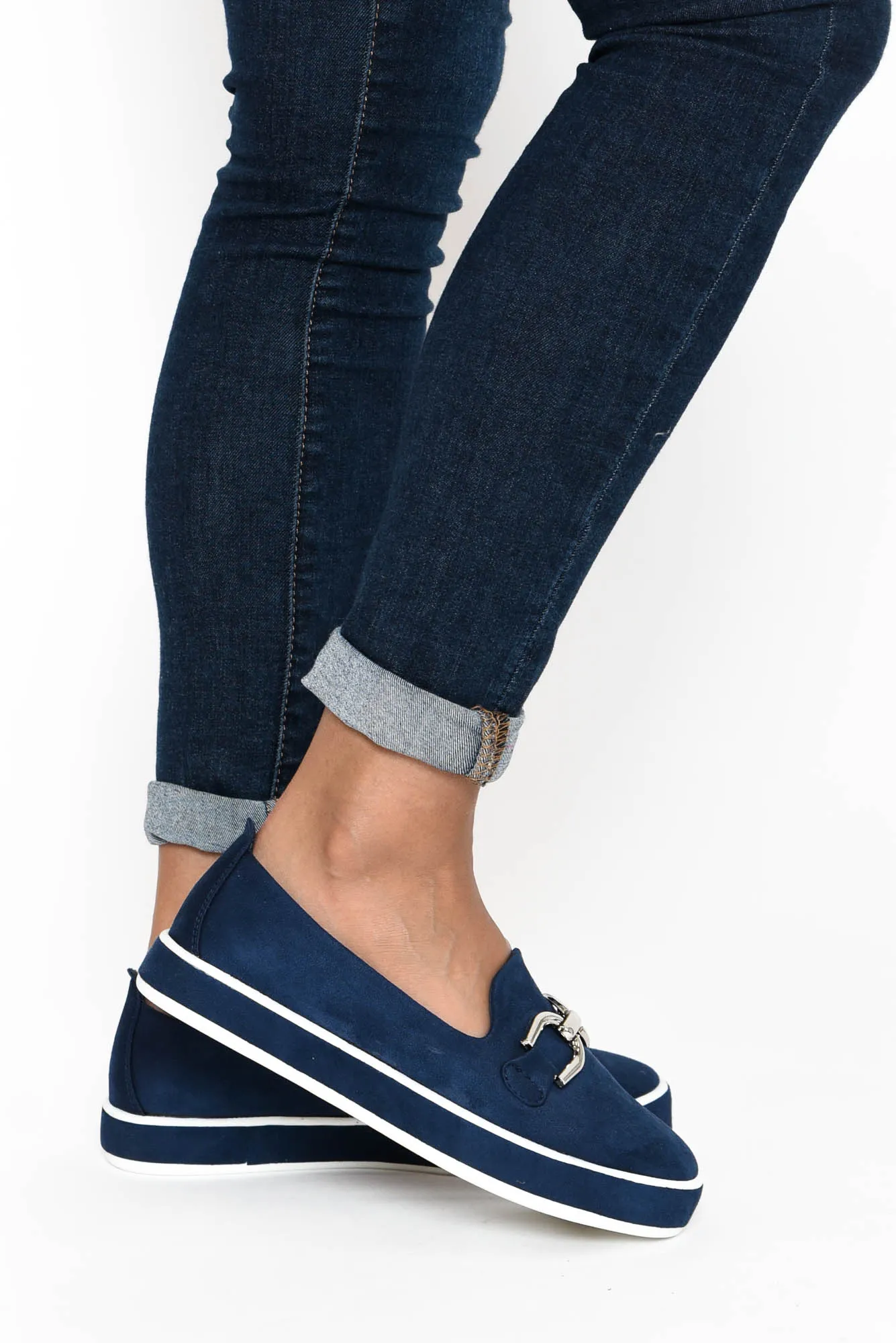 Natyia Navy Faux Suede Platform Loafer