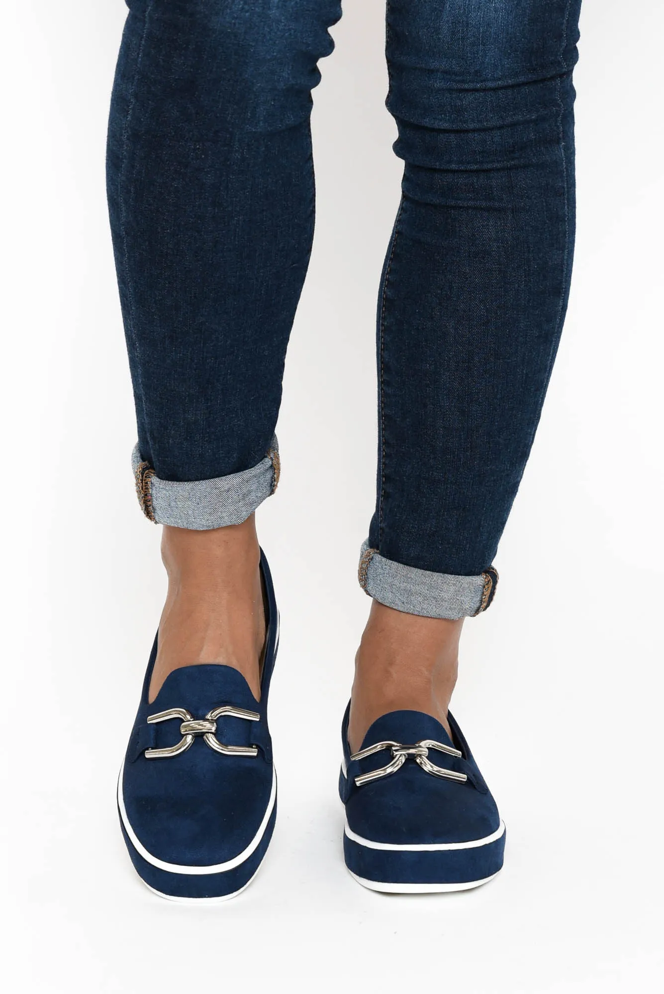 Natyia Navy Faux Suede Platform Loafer