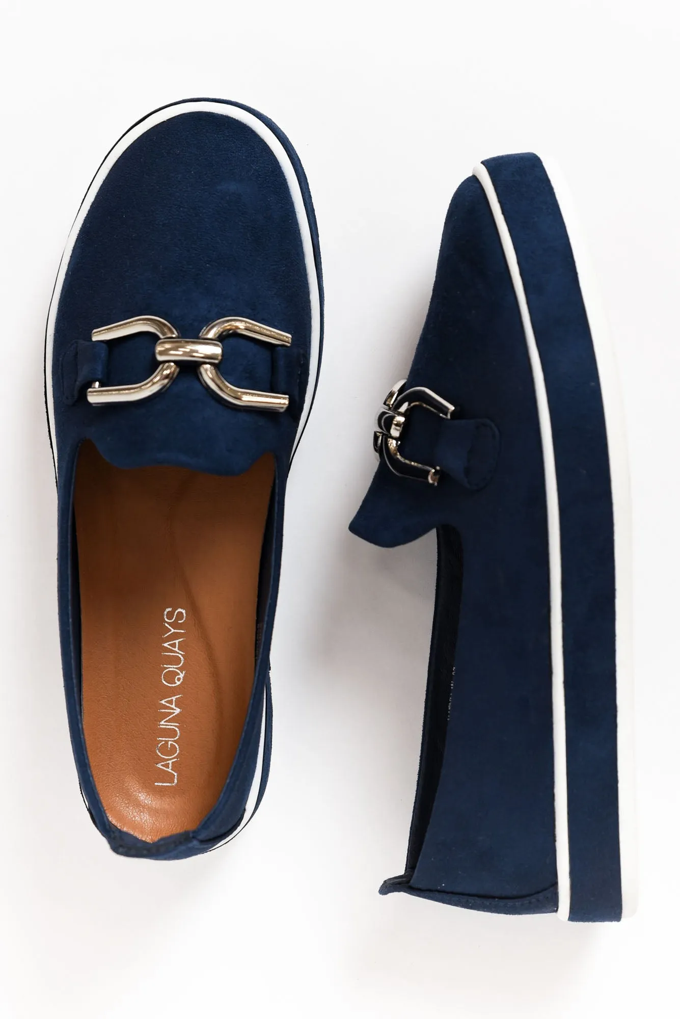 Natyia Navy Faux Suede Platform Loafer