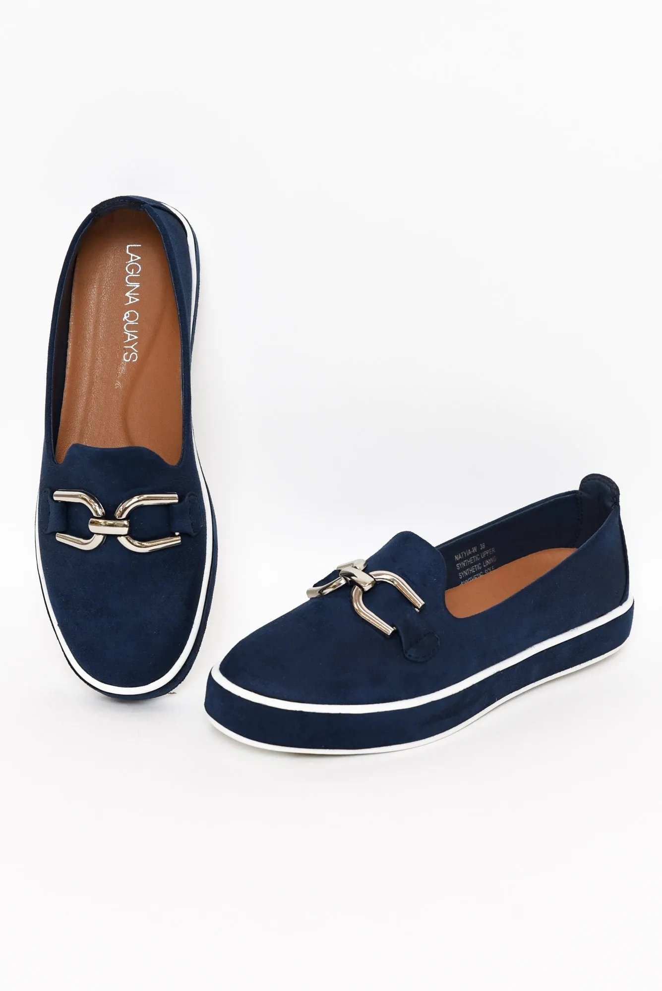 Natyia Navy Faux Suede Platform Loafer