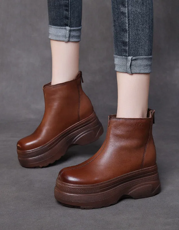 Non-slip Waterproof Autumn Retro Wedge Boots