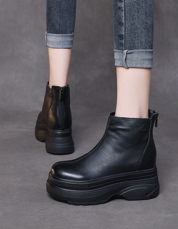 Non-slip Waterproof Autumn Retro Wedge Boots