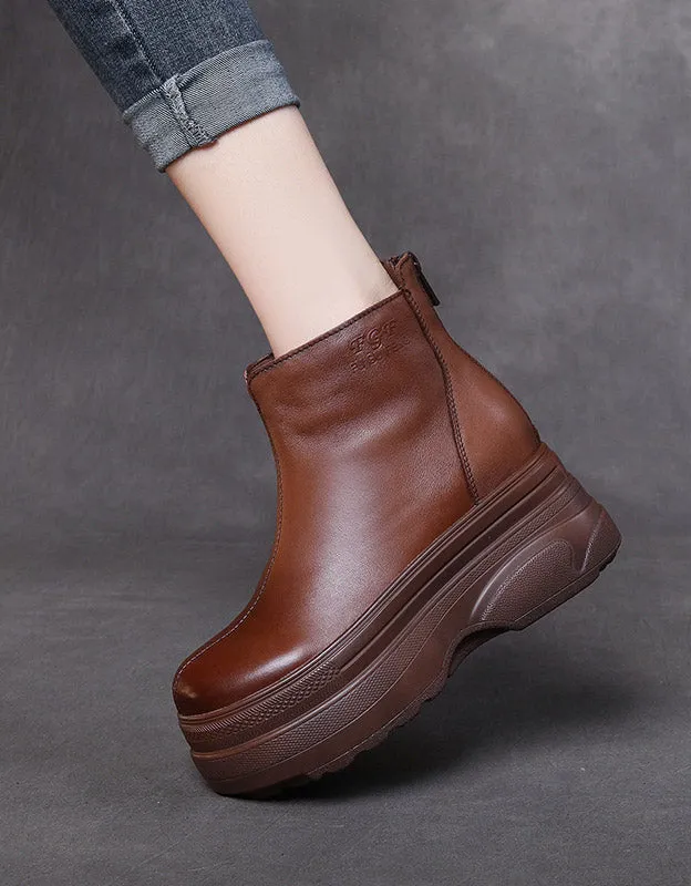 Non-slip Waterproof Autumn Retro Wedge Boots