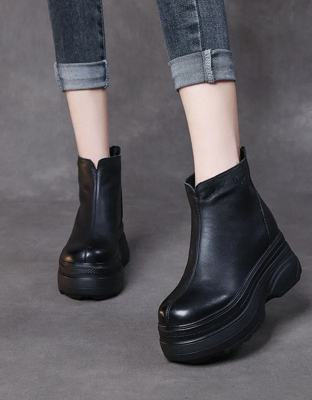 Non-slip Waterproof Autumn Retro Wedge Boots