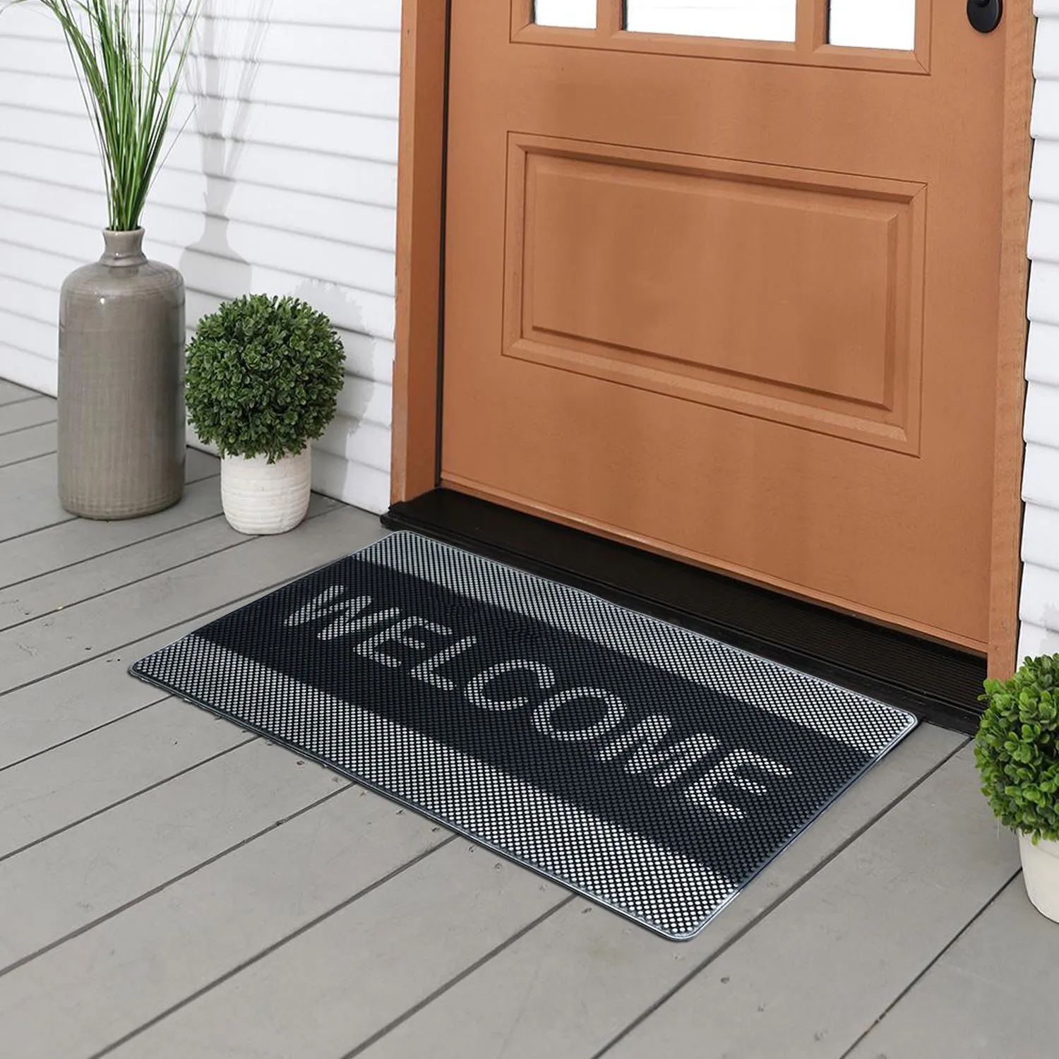 OnlyMat Rubber Welcome Anti-Slip Doormat Washable Office Entrance 45x75cmx8mm - Indoor / Outdoor, Waterproof