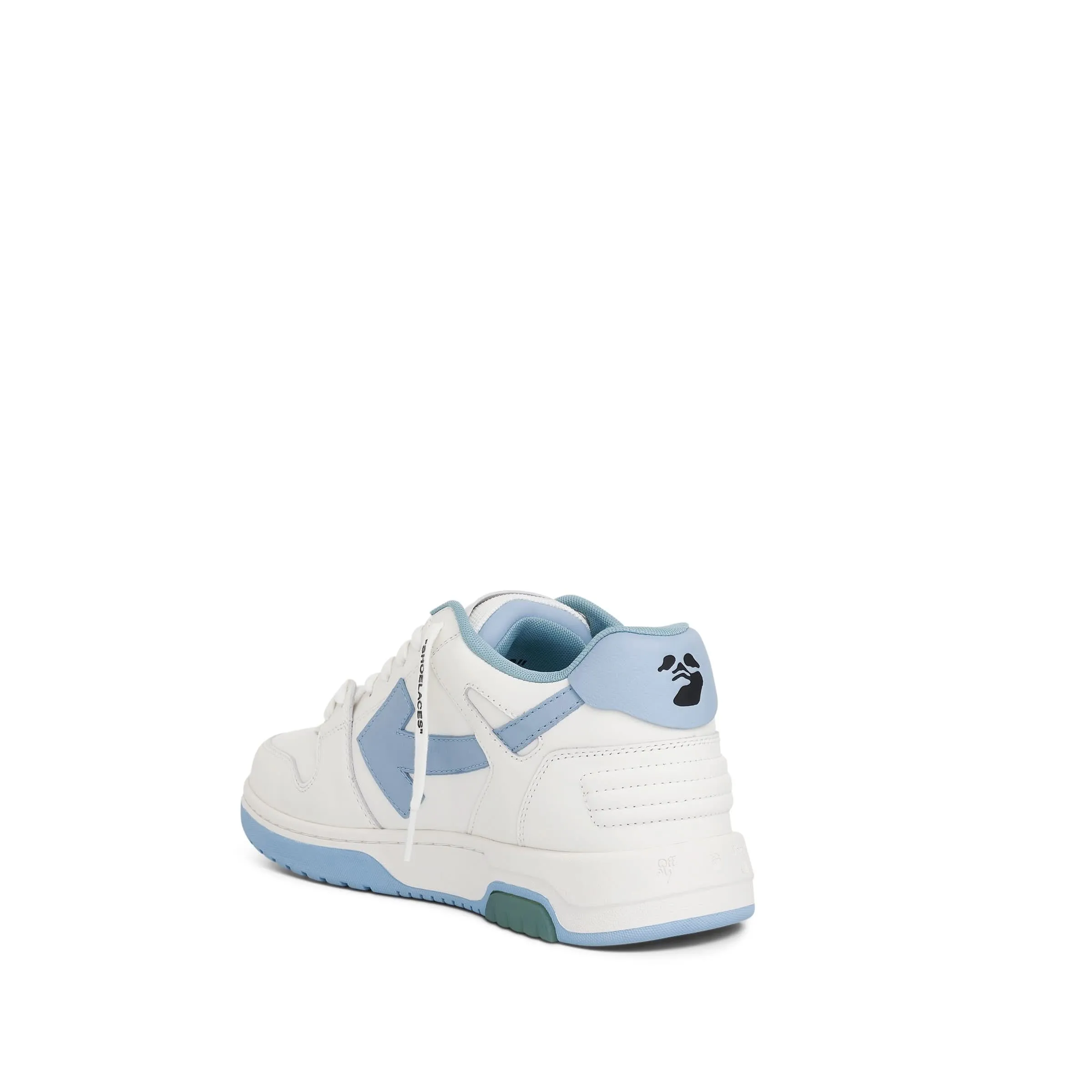 Out Of Office Calf Leather Sneakers in White/Light Blue