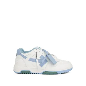 Out Of Office Calf Leather Sneakers in White/Light Blue