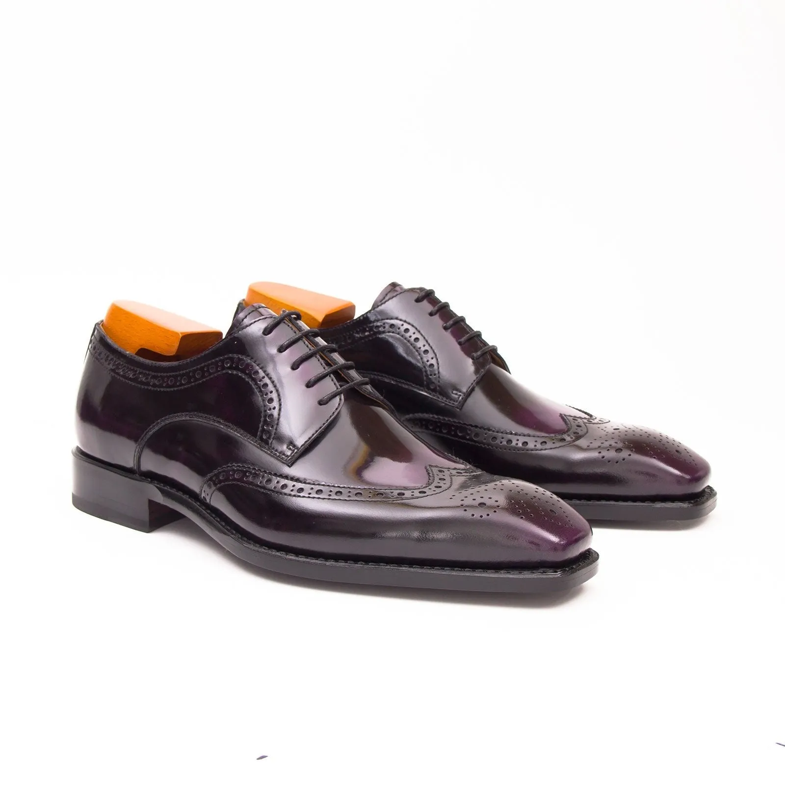 Patent leather goodyear welt dress shoes Purple