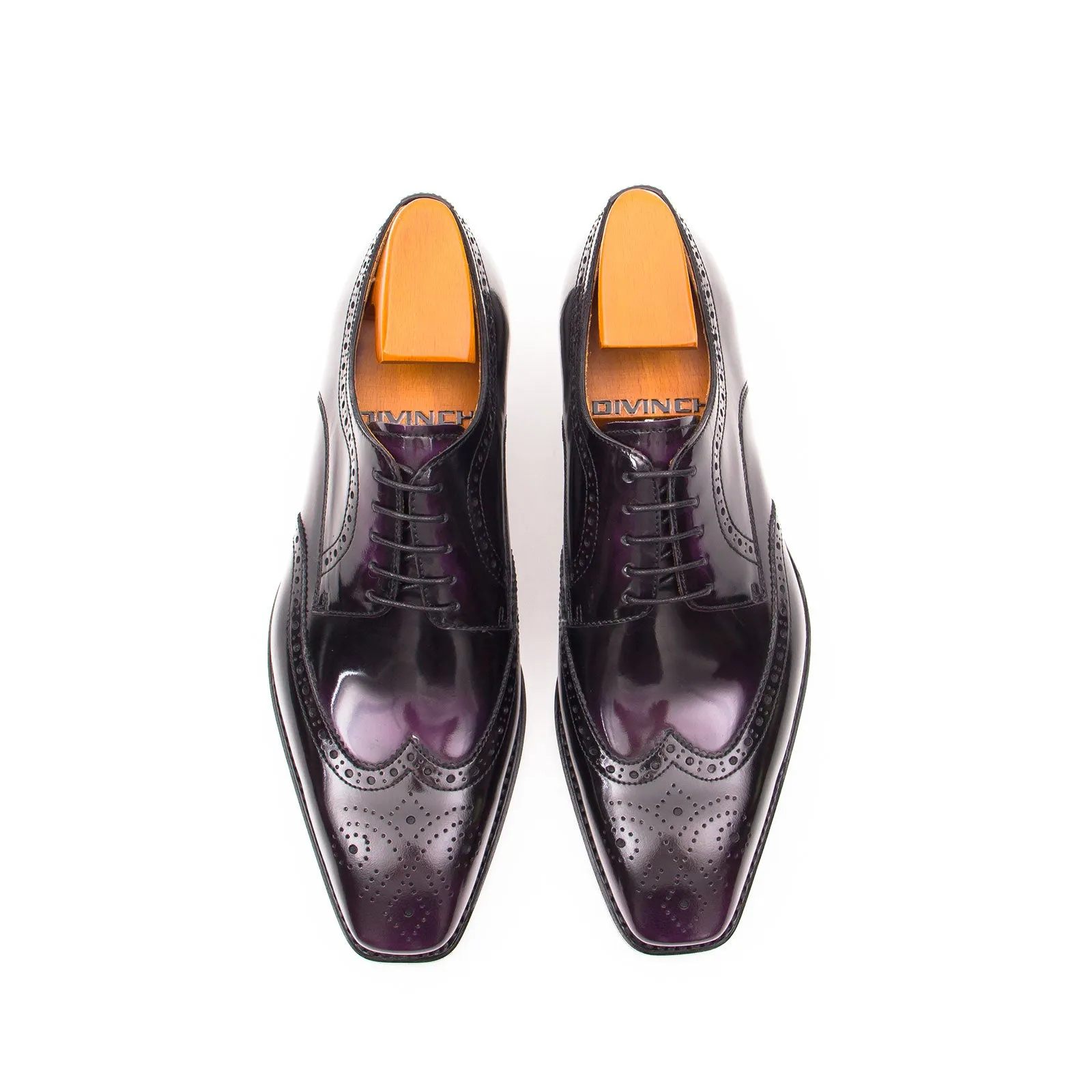 Patent leather goodyear welt dress shoes Purple