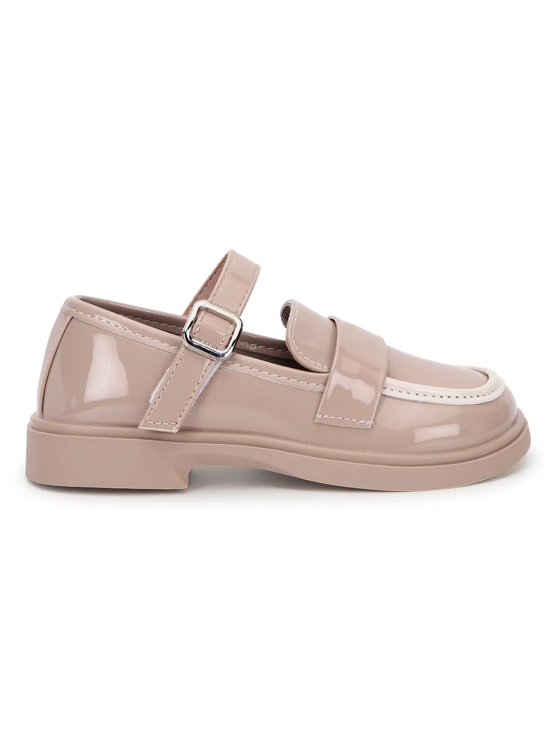 Pink Patent Stylish Velcro Loafers For Kids-Unisex (TC-RS3635-PNK)