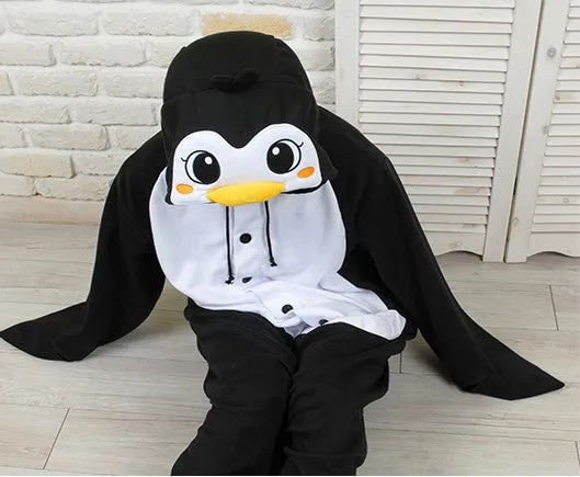 PITaPATs onesie animal jumpsuit costume - long sleeve black penguin