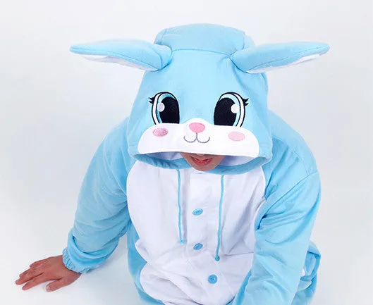 PITaPATs onesie animal jumpsuit costume - long sleeve blue rabbit