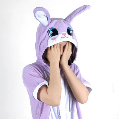 PITaPATs onesie animal jumpsuit costume - short sleeve purple rabbit