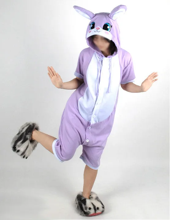 PITaPATs onesie animal jumpsuit costume - short sleeve purple rabbit