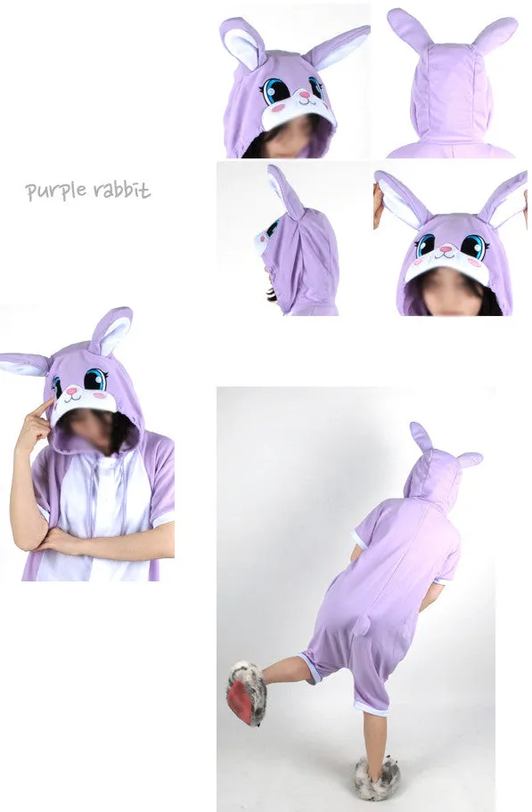 PITaPATs onesie animal jumpsuit costume - short sleeve purple rabbit