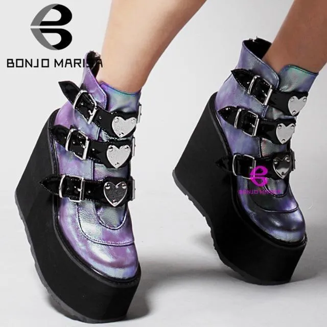 Platform Heart Ankle Boots