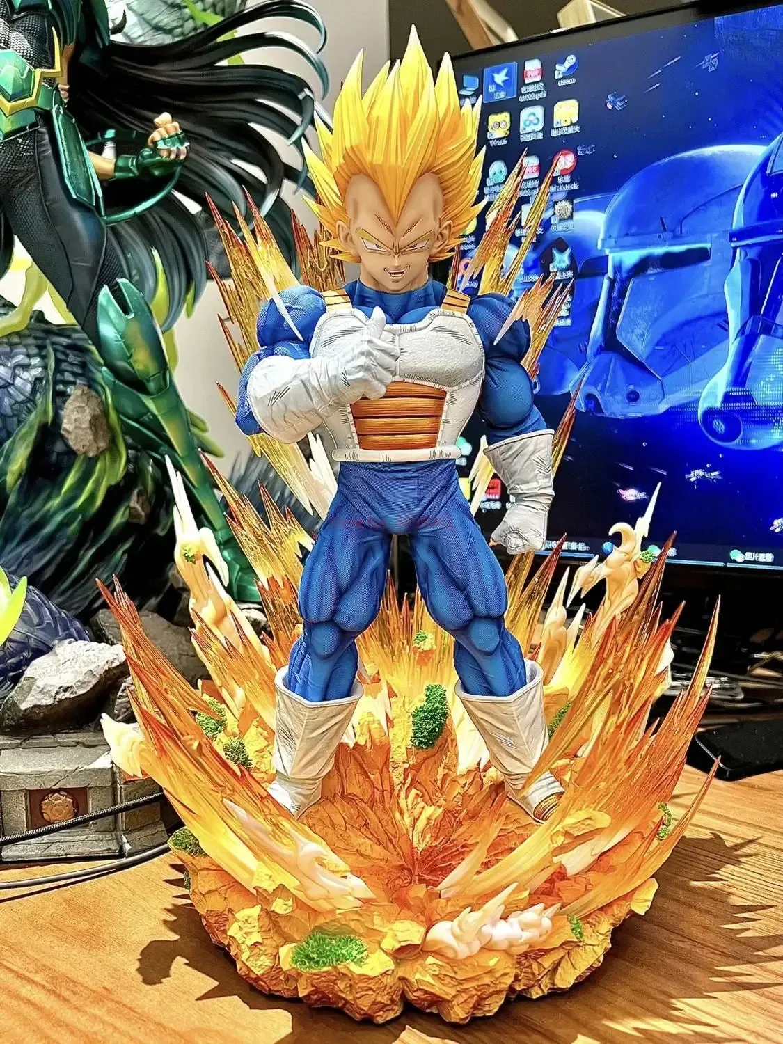 "36cm Dragon Ball GK Model – Super Saiyan Vegeta 1:6 Scale, 14.2-inch Majin Vegeta Large Statue, Room Decor Ornament, Collectible Gift Toy"