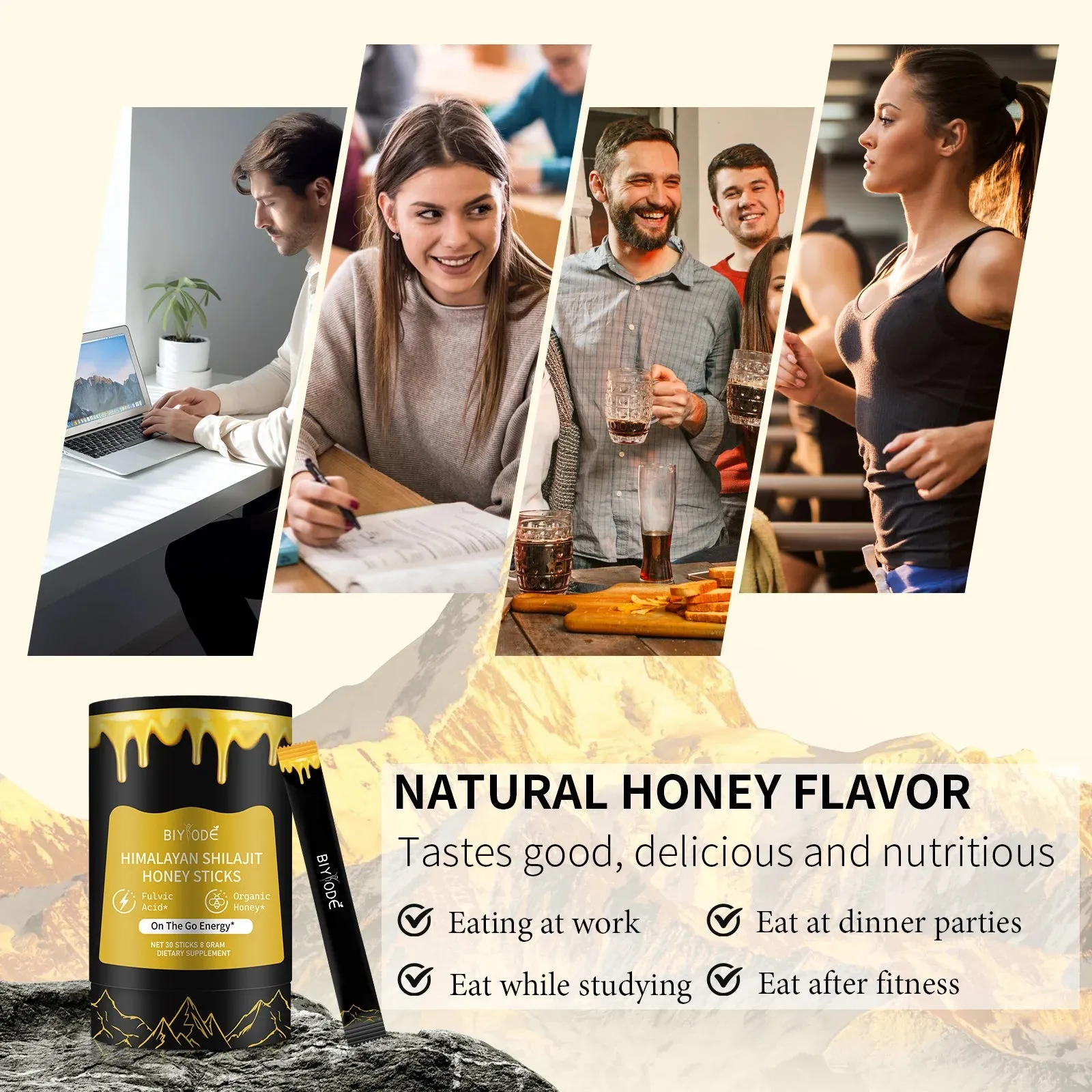 "Himalayan Shilajit Resin Honey Sticks – 30 Sticks of Natural Shilajit Resin, Sourced with Fulvic Acid, Sugar-Free, Individually Wrapped for Convenience"